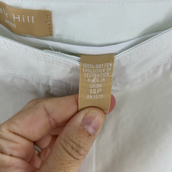 Kate Hill Petite Skort Women's 14P (Waist 32in) Ivory, Cotton Twill Front Snaps - Picture 7 of 12